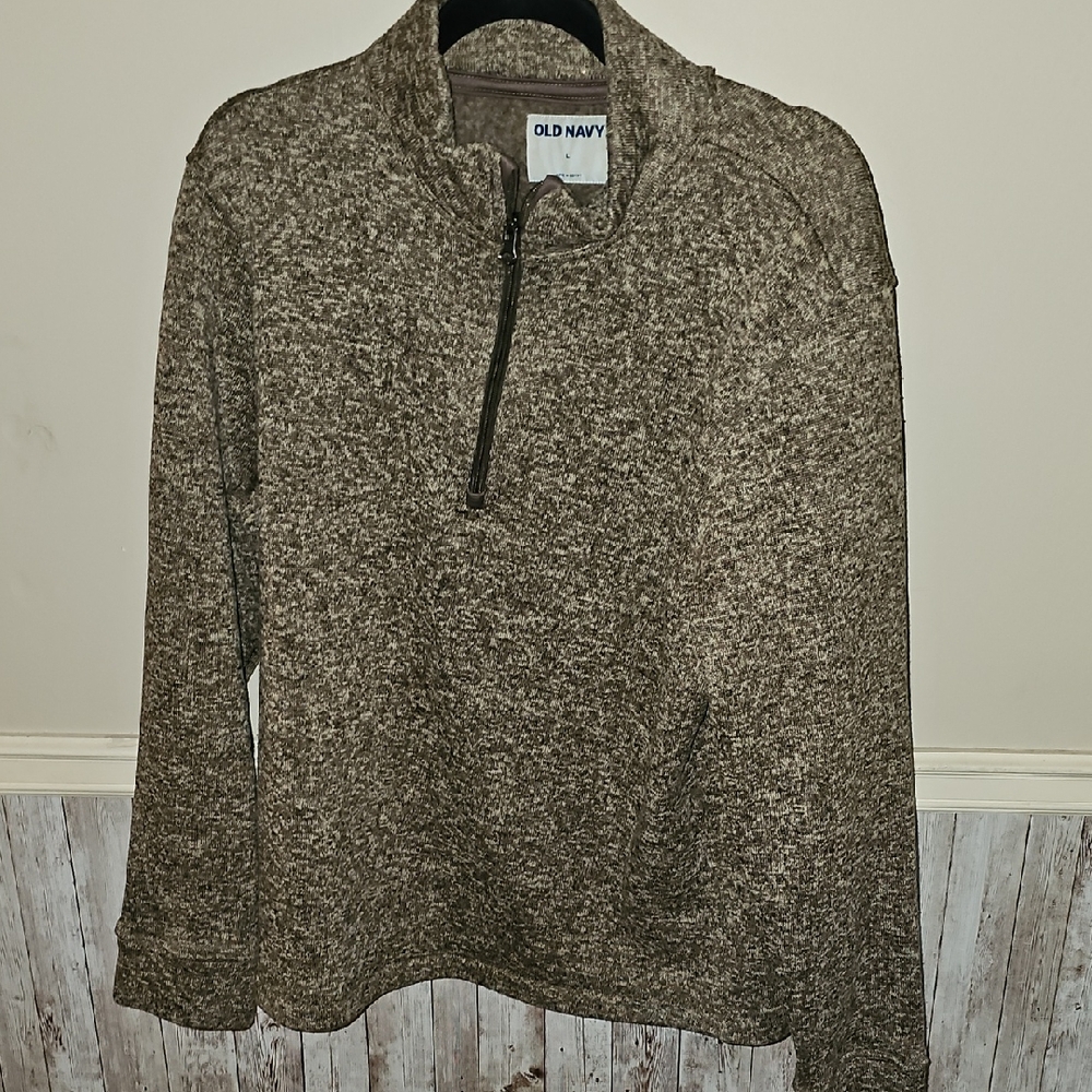 H5🔹️Old Navy Men's Zip-Up Sweater in Heathered Brown